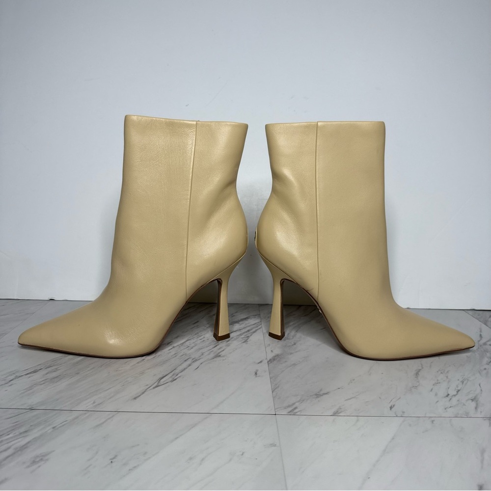 Sam Edelman Ella Pointy Toe Eggshell Leather Bootie 8 1/2 M - Picture 7 of 16